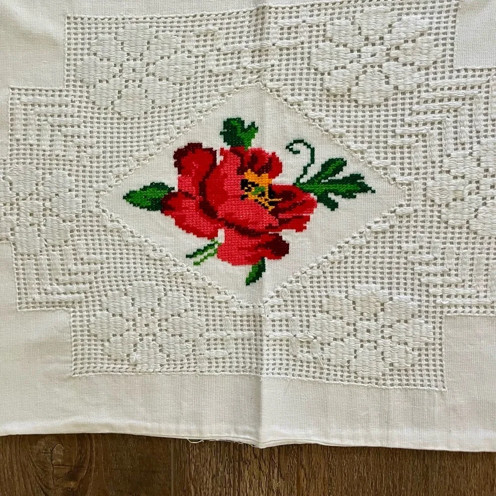 Embroidered Floral White pillow cover 17/25 inches